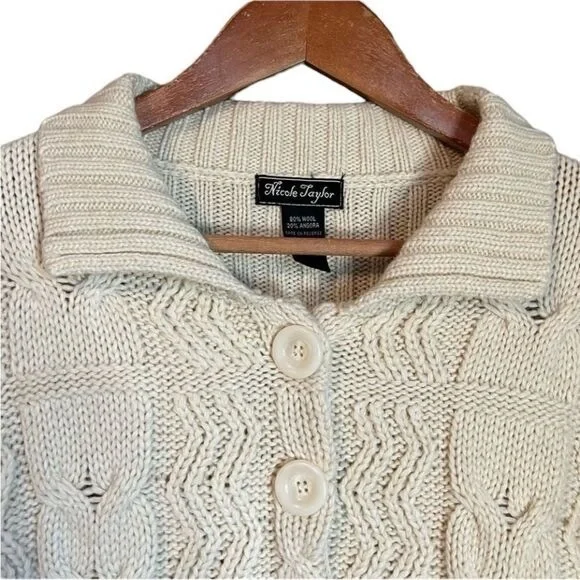 Nicole Taylor beige wool and angora button up cardigan - Picture 2 of 8